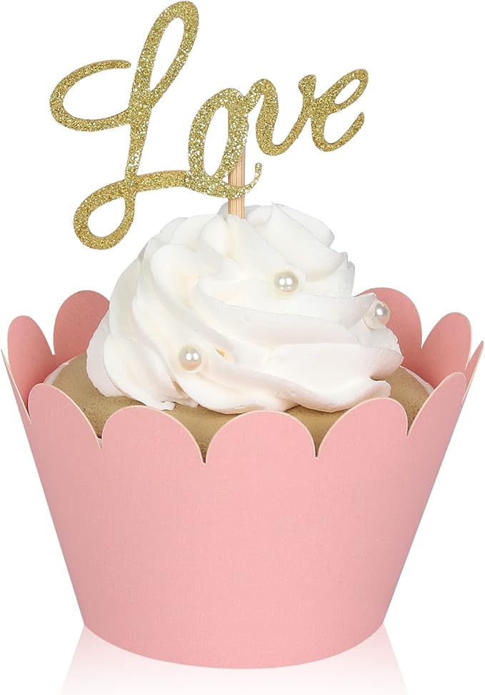 KPOSIYA Set of 100 Artistic Bake Cake Cups Filigree Little Vine Lace Laser Cut Cupcake Wrapper
