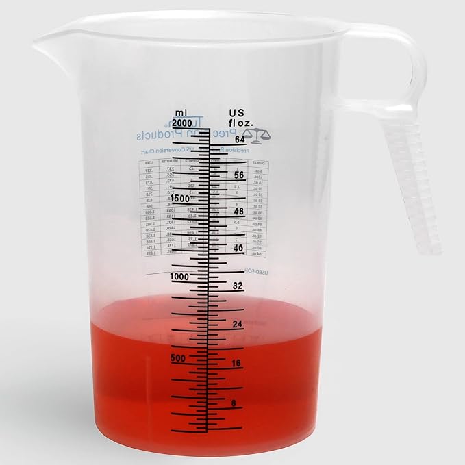 Half Gallon 64oz (2 quart) Measure Pitcher- Conversion Chart-Strong Food Grade - Resistant to