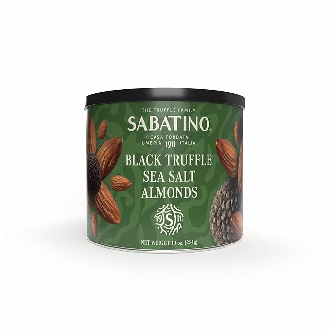 Sabatino Black Truffle Sea Salt Almonds ??Gourmet Roasted Almonds with Black Truffle & Sea Salt