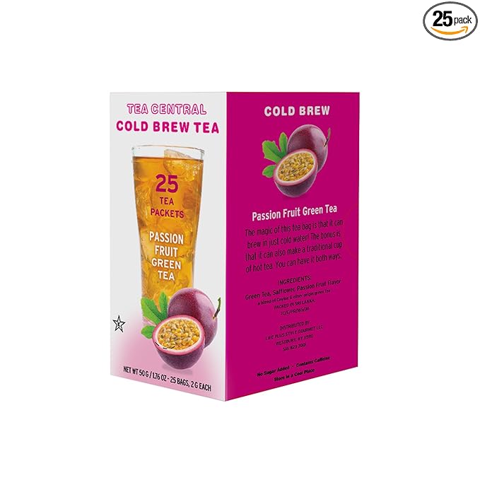Life Plus Style Gourmet TEA CENTRAL Passion Fruit Iced Tea with Organic Ceylon Green Tea Refreshing