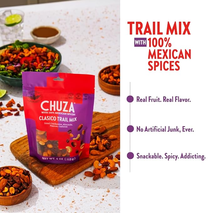 CHUZA Clasico Trail Mix ??Semi Spicy Sweet Snack with 100% Mexican Spices ??Dried Cranberries