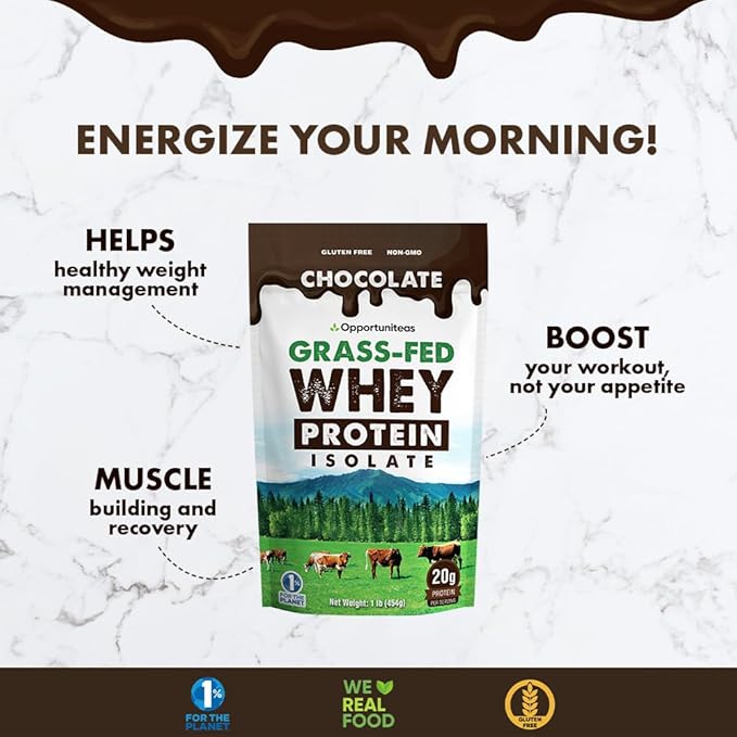 Opportuniteas Grass Fed Vanilla Choco Whey Protein Isolate Powder - 20g Protein Powder Without