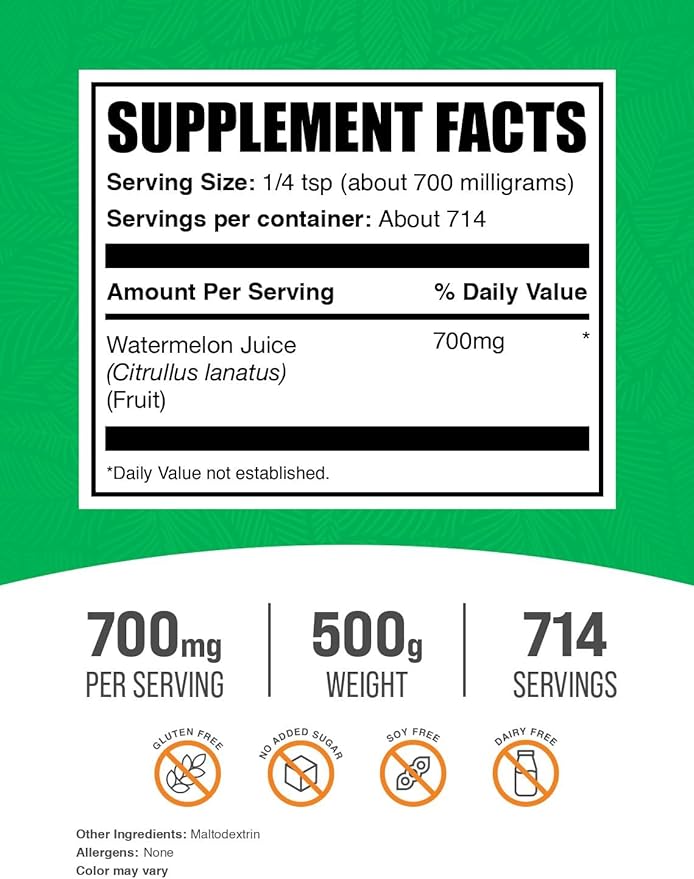 BulkSupplements.com Watermelon Juice Powder - from Watermelon Fruit, Fruit Powder, Hydation