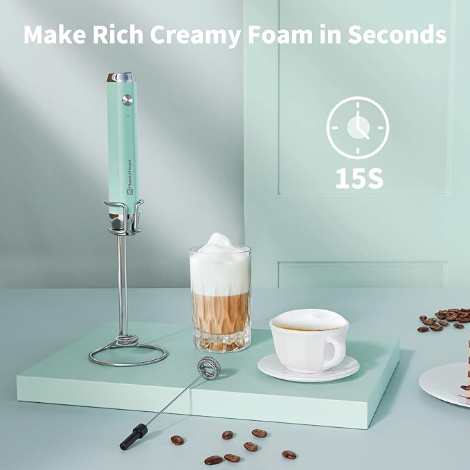 Maestri House Rechargeable Milk Frother with Stand, LunaFro Handheld Electric Foam Maker Waterproof