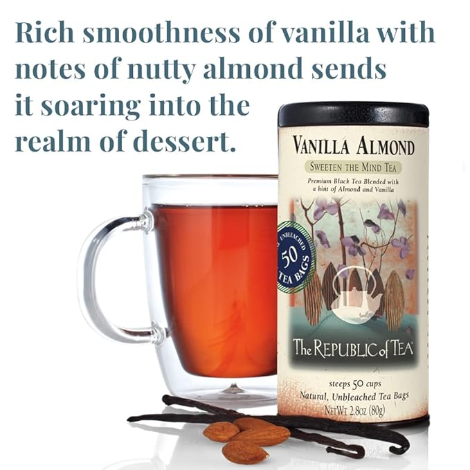 The Republic of Tea ??Vanilla Almond Black Tea Bulk, 250 Bulk Tea Bags, Naturally Caffeinated