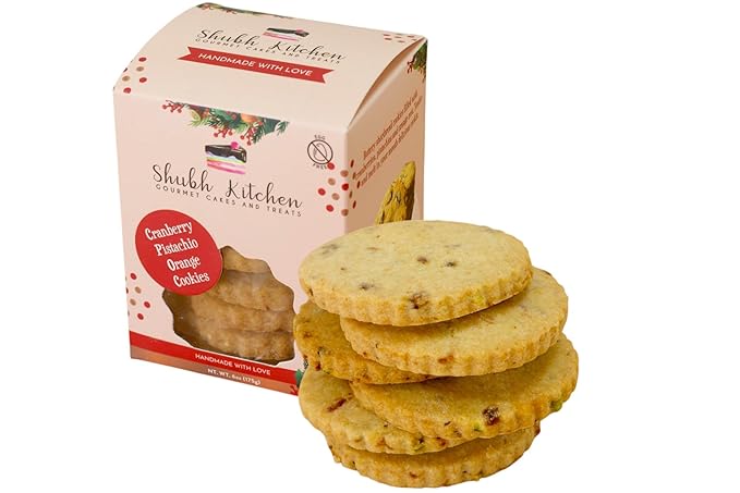 Cranberry Pistachio Orange Cookies- Holiday Gourmet Cookies, 100% Egg-Free & Vegetarian, Handmade