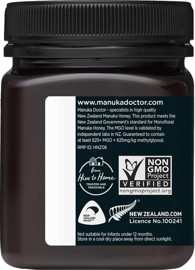 MANUKA DOCTOR - MGO 625+ Manuka Honey Monofloral, 100% Pure New Zealand Honey. Certified.