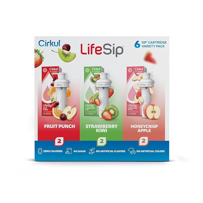 Cirkul LifeSip Flavor Cartridge Variety Pack with B Vitamins, 6-Pack (Fruit Punch, 2 Strawberry