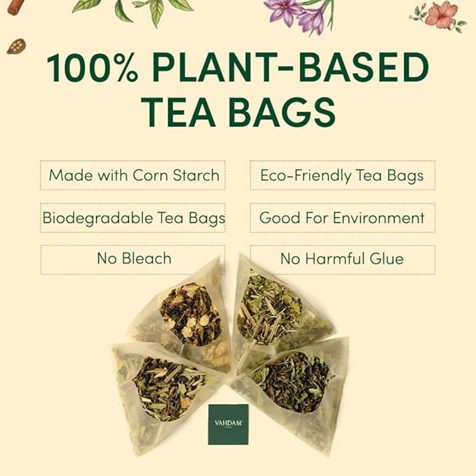 VAHDAM, Assorted Herbal Tea Variety Pack (6 Variants, 36 Tea Bags) Caffeine Free, Gluten Free, Non