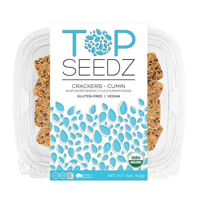 Top Seedz Certified Organic Gluten Free Cumin Seed Crackers | 6-Pack | 5 Ounces | Healthy Vegan