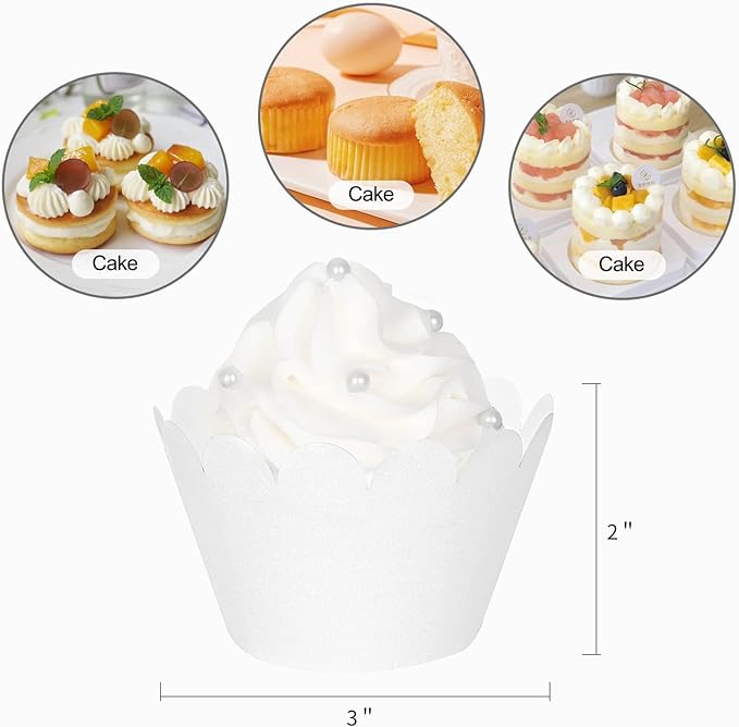 KPOSIYA Set of 100 Artistic Bake Cake Cups Filigree Little Vine Lace Laser Cut Cupcake Wrapper