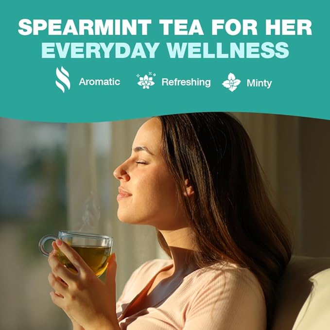 HANDPICK, Spearmint Tea Bags (100 Herbal Tea Bags) |Refreshing Mint Tea | Non-GMO | Round
