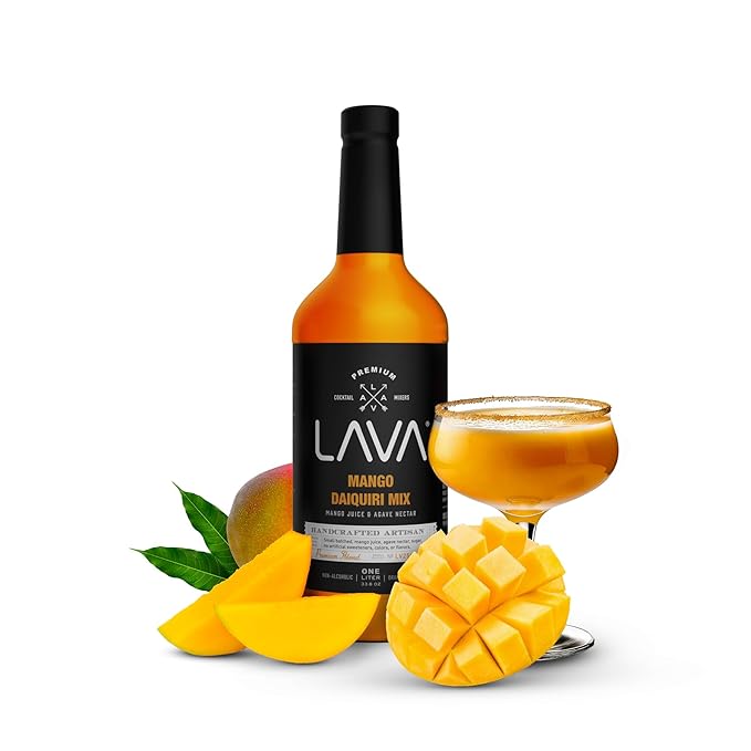 LAVA Premium Mango Daiquiri Mixer Made with Real Mango Juice, Cane Sugar, Agave Nectar. No