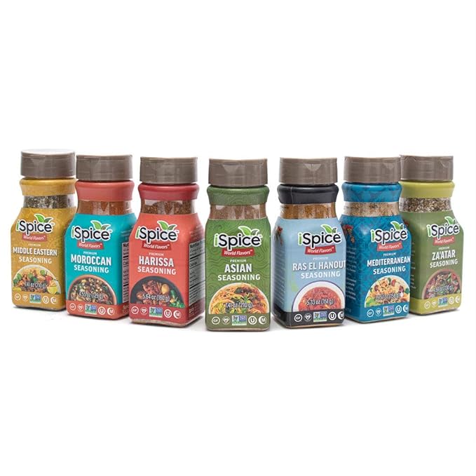 iSpice-Spices and Seasonings Sets Includes Middle Eastern Moroccan Harissa Ras El Hanout Asian