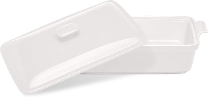Stoneware Casserole Dish Bakeware Set with Lid, Covered Rectangular Dinnerware, Extra Large 4.23