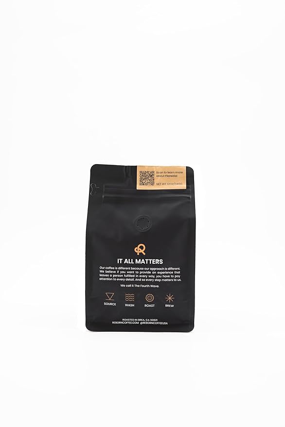 Reborn Coffee Specialty Whole Bean Coffee, Medium Roast, 12 Ounce, Reborn Signature Floresta
