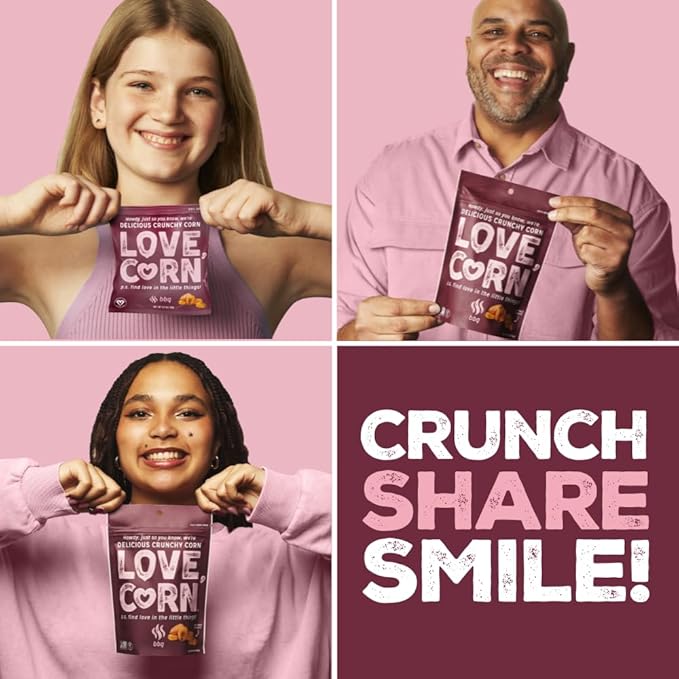 LOVE CORN BBQ 0.7oz x 20 Bags - Delicious Crunchy Corn - Healthy Family Snacks - Gluten Free