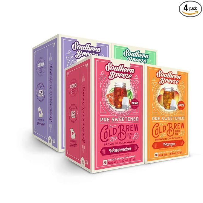 Southern Breeze Cold Brew Sweet Tea Variety Pack Iced Tea with Black Tea and Zero Carbs Zero Sugar