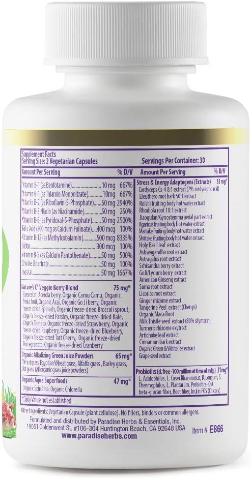 Paradise Herbs, Earth's Blend B-Complex, Methylated, Enzymatically Active Forms of B Vitamins +