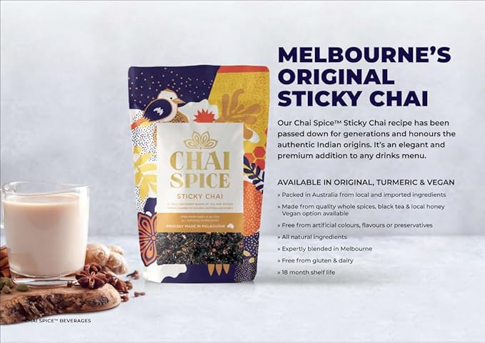 Chai Spice Sticky Chai - 250g 16 Serves 100% Natural Whole Spices Chai Tea | Sugar Free | Gluten