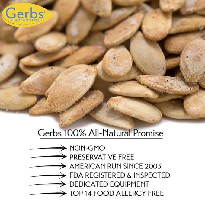 Gerbs Toasted Onion & Garlic Whole Pumpkin Seeds 4 lbs. | Small Batch Roasted, In-Shell, 10.5 mm