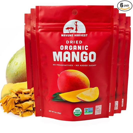 Mavuno Harvest Mango Dried Fruit Snacks | Unsweetened Organic Dried Mango Slices | Gluten Free