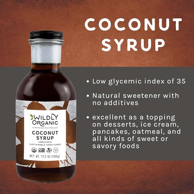 Wildly Organic Coconut Syrup 17.5 Oz - Organic Sweetener, Non-GMO, Kosher, Vegan, Buttery Caramel