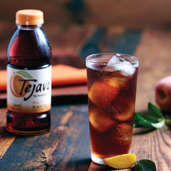Tejava Unsweetened Peach Iced Tea, 16.9 Ounce PET Bottles, Natural, Non-GMO-Verified, Rainforest
