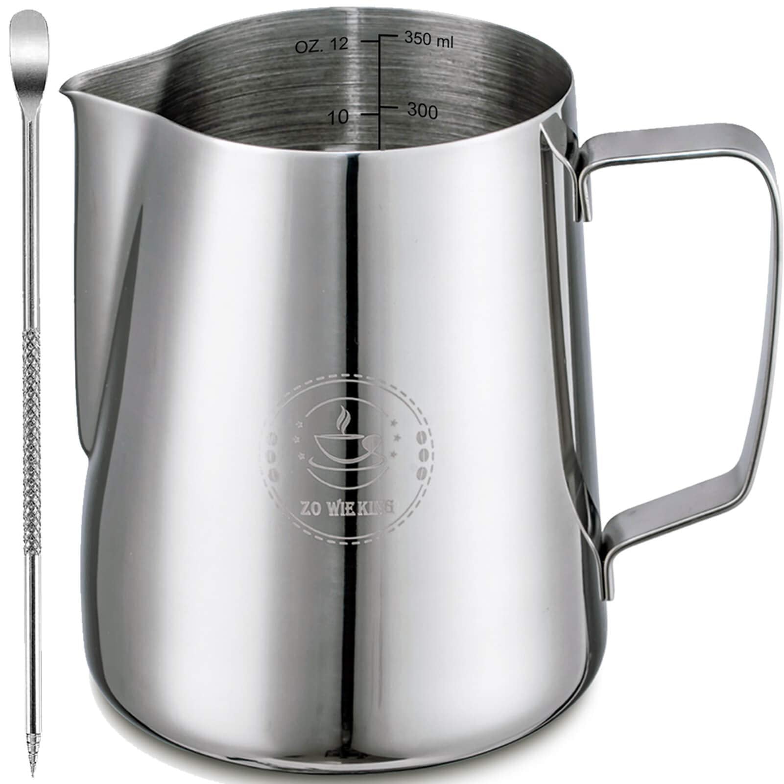 12oz Milk Frothing Pitcher, Stainless Steel Espresso Steamer Frother Cup
