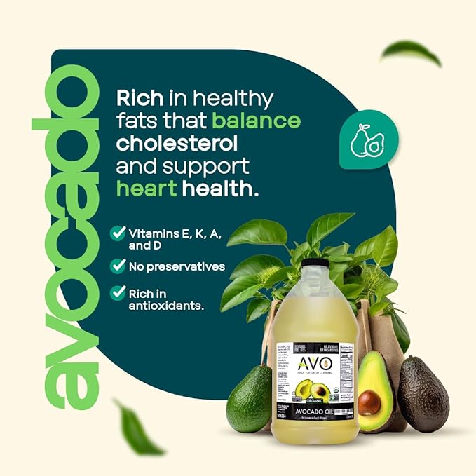 AVO ORGANIC AVOCADO Oil Frying, Baking, Non-stick Saut챕ing, Salads, Vinaigrette, Marinades, Pan