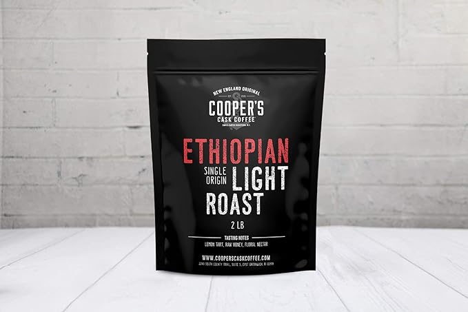 Ethiopian Bold Light Roast Grade 1, Ground Coffee, Natural Dry Processed Micro Lot, Intense Bright