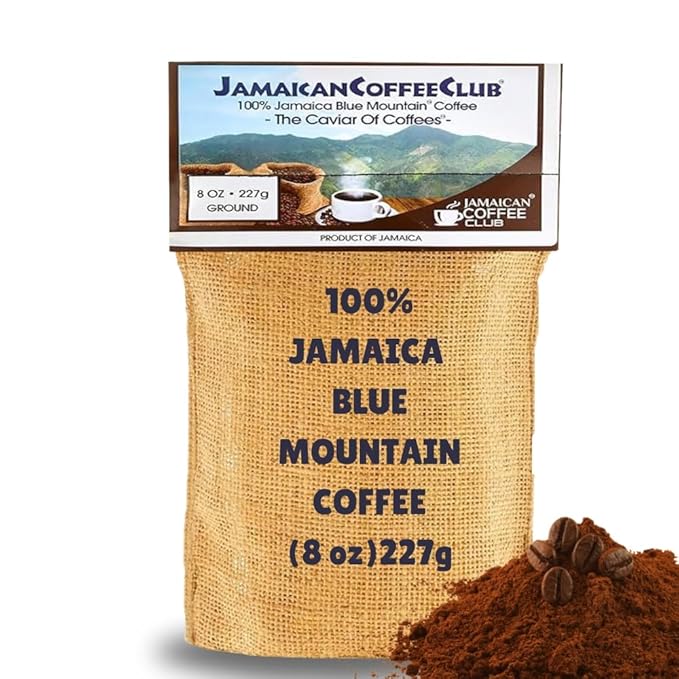 JamaicanCoffeeClub 100% Jamaican Blue Mountain Coffee Ground ??RG 8oz Fresh Roasted Beans, Smooth