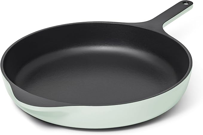 Caraway Cast Iron Skillet - 12” Enameled Cast Iron Pan With 3 Layer Enamel Coating - No Seasoning