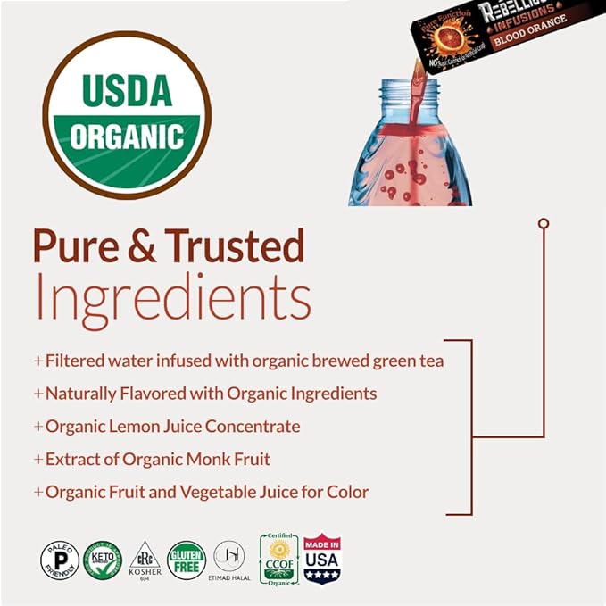 Rebellious Blood Orange Organic Drink Mix ??Organic Zero Calorie Energy Drink Mix | Monk Fruit &