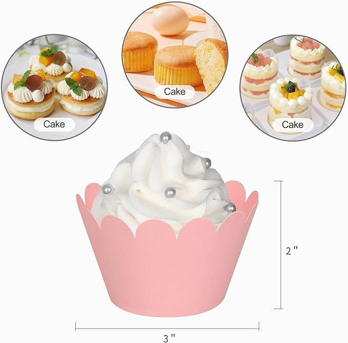 KPOSIYA Set of 100 Artistic Bake Cake Cups Filigree Little Vine Lace Laser Cut Cupcake Wrapper