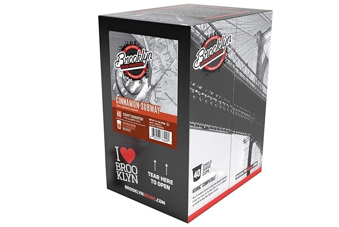 Brooklyn Beans Cinnamon Subway Gourmet Coffee Pods - Compatible with Keurig K Cup Brewers Including