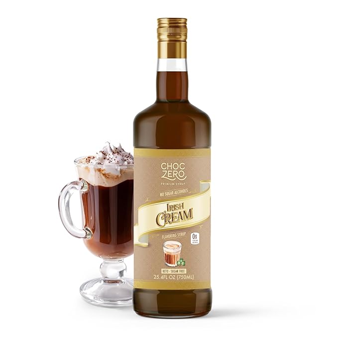 ChocZero Sugar Free Coffee Syrup, Irish Cream Flavor, Simple Syrup Drink Mix, Mudslide Cocktails