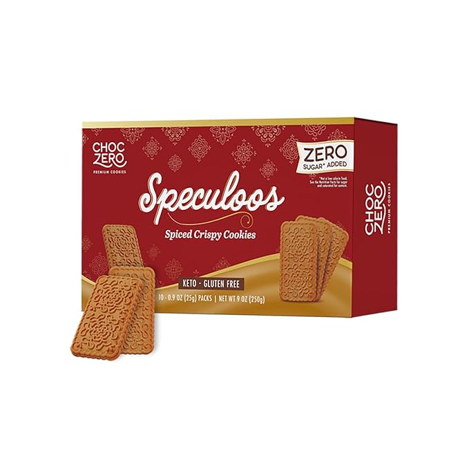 ChocZero Speculoos Cookies, Gluten Free, No Added Sugar, Spiced Windmill Keto Cookie, 30 Cookies