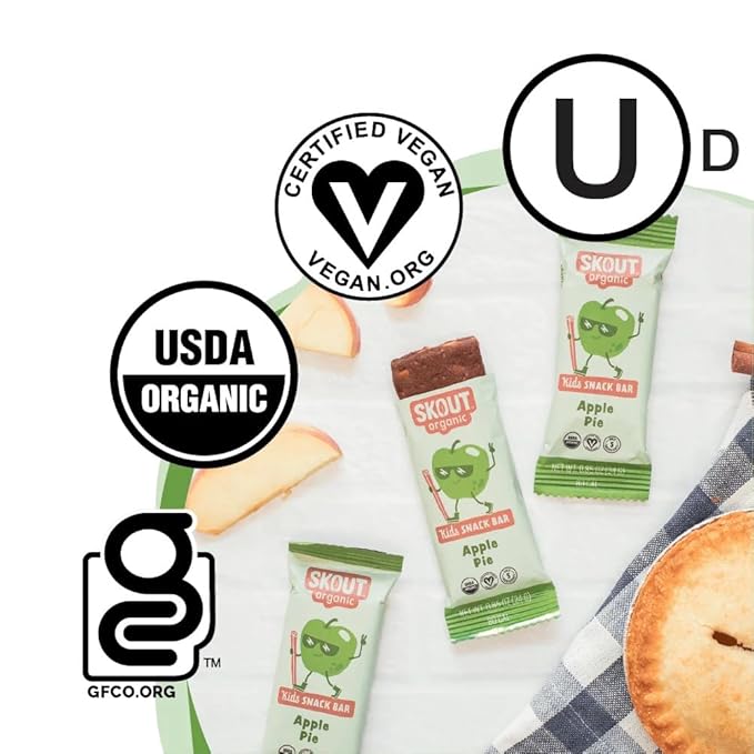 Skout Organic Apple Pie Kids Snack Bars (18 Pack) | Organic Kids Snack Bars | School Snacks & Lunch