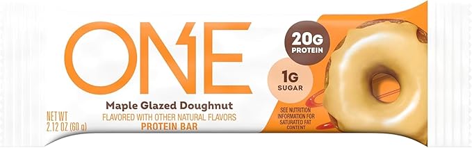 ONE Protein Bars, Maple Glazed Doughnut, Gluten Free with 20g Protein and 1g Sugar, Pantry Staples