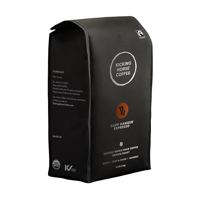Kicking Horse Coffee, Cliff Hanger Espresso, Medium Roast, Whole Bean, 2.2 Pound - Certified
