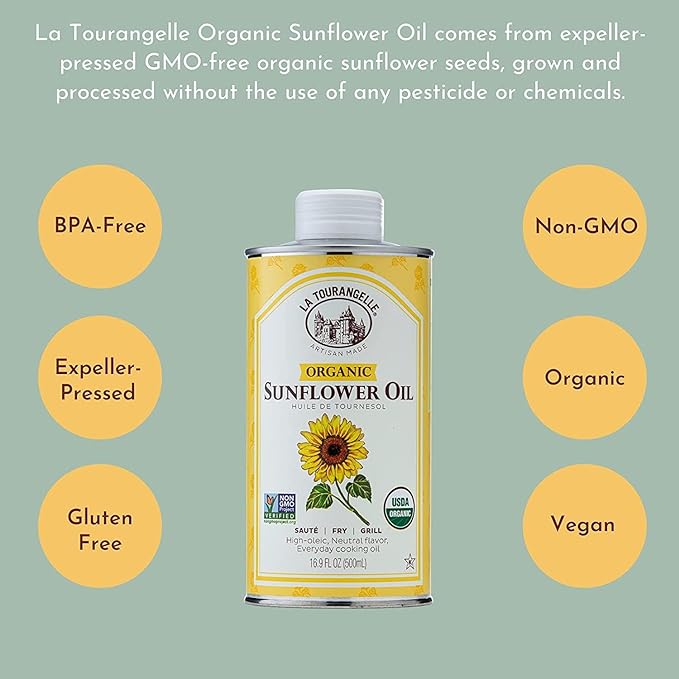 La Tourangelle, Organic High Oleic Sunflower Oil, Neutral Oil For Medium to High Heat Cooking and