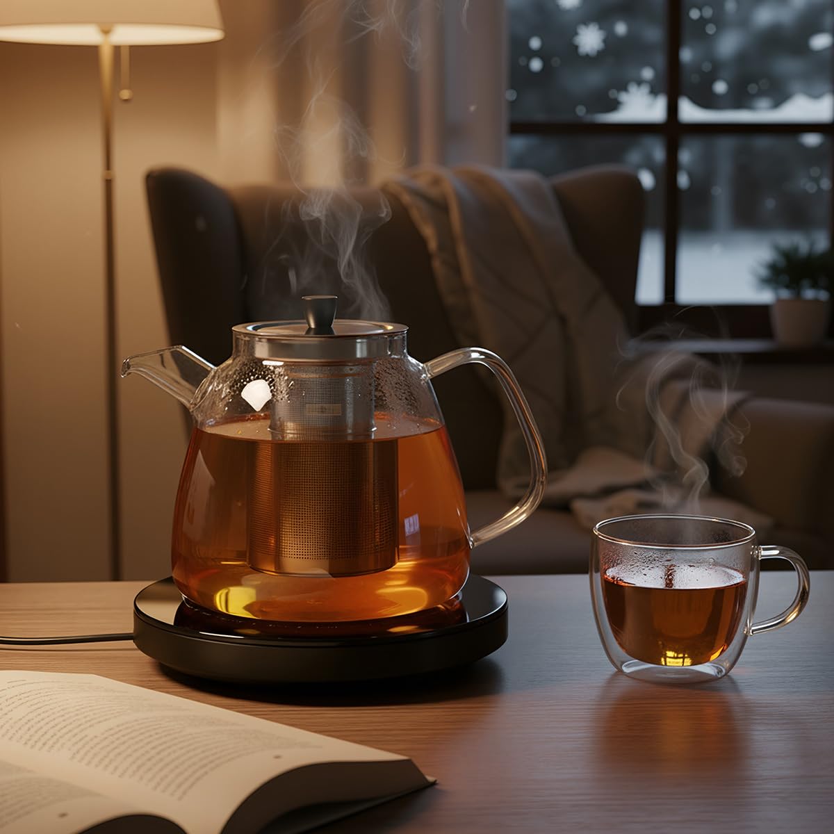 Aquach 42oz Glass Teapot with Infuser, Stovetop Safe Tea Kettle