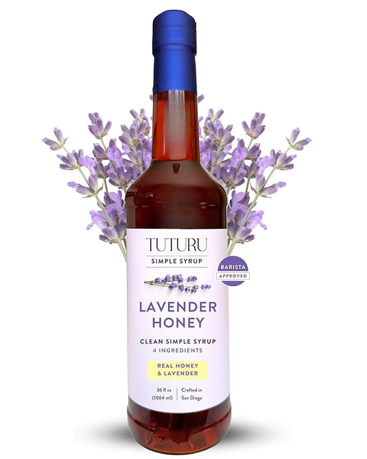 Lavender Honey Simple Syrup for Coffee, Cocktails, Tea, Matcha - Clean Simple Syrup with Real