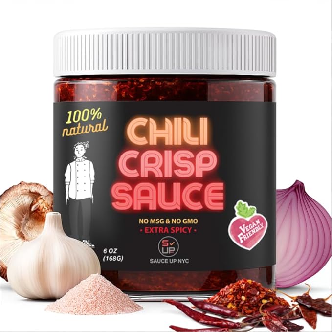 SAUCE UP Extra Spicy Chili-Crisp 6oz | Artisan Chili Oil with 13 Superfood Ingredients | Vegan