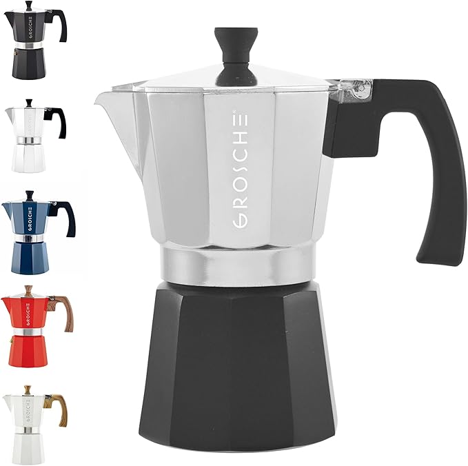 GROSCHE Milano Stovetop Espresso Maker Moka Pot Cuban Coffee Maker Stovetop Coffee Maker Moka
