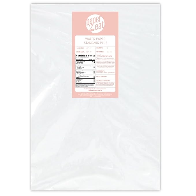 Printable Edible Wafer Paper Sheets from paper2eat (0.40 mm - 50 count/Plain)