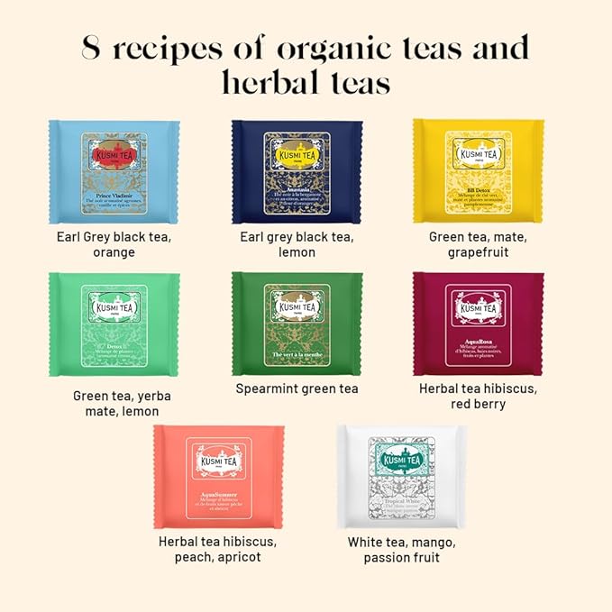 Kusmi Tea - Sampler Assortment Variety Box - Gift Idea for Men and Women - Organic Tea - Green Tea