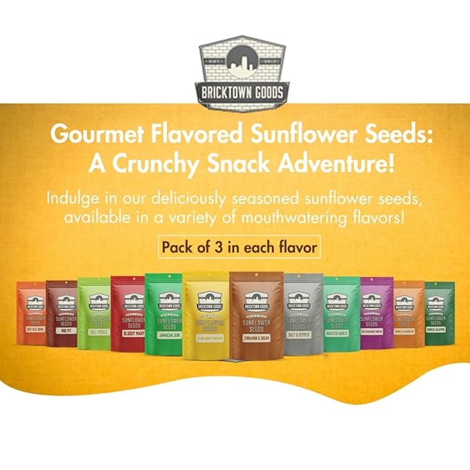 Bricktown Goods Bloody Mary Flavored Sunflower Seeds - 3 Pack - Boldly Seasoned and Roasted