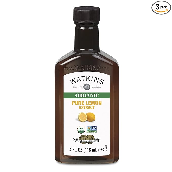 Watkins Organic Pure Lemon Extract, 4 oz. Bottle, 3-Pack